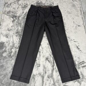 Louis Raphael Studios Dress Pants Men 34x31.5 Black Merino Wool Pleated Straight